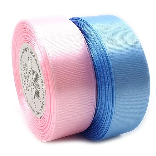 Set 2 Farben Satinband Schleifenband Dekoband Band Bastelband Zierband Satin Rosa und Hellblau Blau (25 mm/Breite) von Sepkina