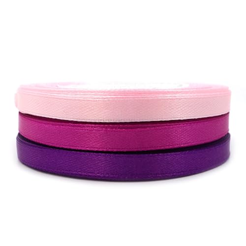 Set 3 Farben im rosa-Design Satinband Schleifenband Dekoband Band Bastelband Zierband Satin Rosa Beere Aubergine (6 mm/Breite) von Sepkina