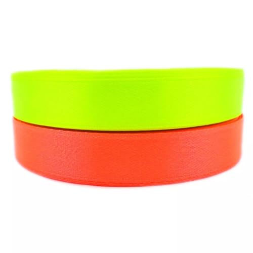 Set zwei Farben Neongelb und Neonorange Satinband Neon Schleifenband Dekoband Band Bastelband Zierband Satin Set (12 mm) von Sepkina