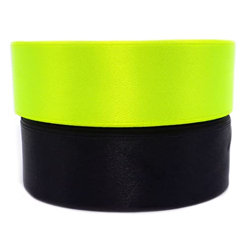 Set zwei Farben Schwarz und Neon Gelb Neon Neongelb Satinband Schleifenband Dekoband Band Bastelband Zierband Satin (25 mm) von Sepkina