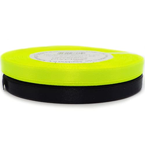 Set zwei Farben Schwarz und Neon Gelb Neon Neongelb Satinband Schleifenband Dekoband Band Bastelband Zierband Satin (6 mm) von Sepkina