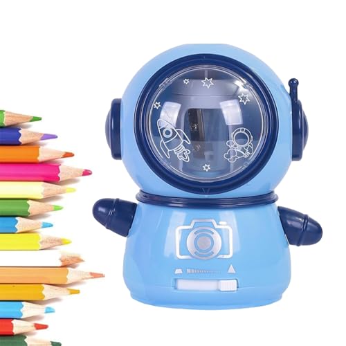 Septpenta Elektrischer Bleistiftspitzer für Kinder, Spaceman Bleistiftspitzer, Batteriebetriebener Niedlicher Vollautomatischer Spitzer für Klassenzimmer, Schulbedarf(Lila) von Septpenta