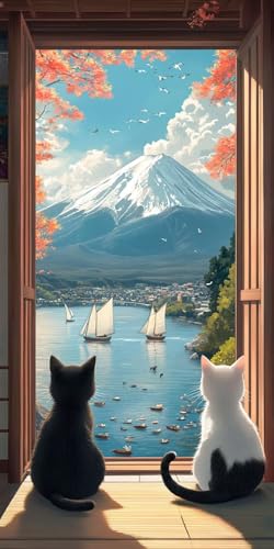5D DIY Diamond Painting Kits for Adults, Katze Segelboot Vollbohrer Diamant Bilder mit Zubehör für Anfänger, Strass Kristall Stickerei Leinwand Kinder Erwachsene Dekorationen 20x30cm C481 von Sepwougg