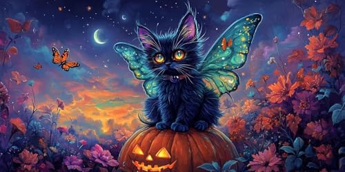 5D DIY Diamond Painting Kits for Adults, Katzenflügel Vollbohrer Diamant Bilder mit Zubehör für Anfänger, Strass Kristall Stickerei Leinwand nach Zahlen für Kinder Erwachsene Dekorationen 40x70cm C479 von Sepwougg