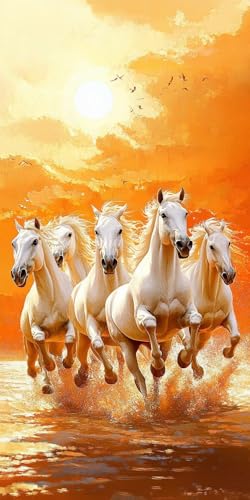 5D DIY Diamond Painting Kits for Adults, Pferde weiß Vollbohrer Diamant Bilder mit Zubehör für Anfänger, Strass Kristall Stickerei Leinwand nach Zahlen für Kinder Erwachsene Dekorationen 60x80cm C469 von Sepwougg