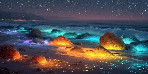 5D DIY Diamond Painting Kits for Adults, Traumstrand Vollbohrer Diamant Bilder mit Zubehör für Anfänger, Strass Kristall Stickerei Leinwand nach Zahlen für Kinder Erwachsene Dekorationen 40x70cm C532 von Sepwougg
