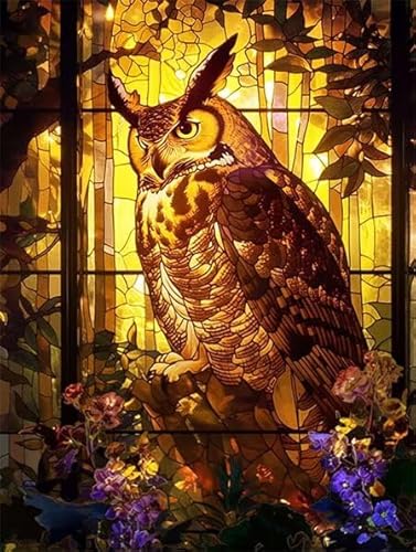 Diamond Painting Erwachsene Eule Diamant Painting Bilder Full Drill, Diamants Strass Kristall Stickerei Leinwand, Daimant Malerei Kinder Bastelset für Geschenk und Als Wanddeko 80x110cm Z-580 von Sepwougg