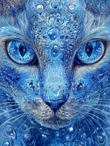 Diamond Painting Erwachsene Katze Blau Diamant Painting Bilder Full Drill, Diamants Strass Kristall Stickerei Leinwand, Daimant Malerei Kinder Bastelset für Geschenk und Als Wanddeko 80x110cm Z-568 von Sepwougg