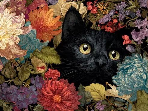 Diamond Painting Erwachsene Katze Blumen Diamant Painting Bilder Full Drill, Diamants Strass Kristall Stickerei Leinwand, Daimant Malerei Kinder Bastelset für Geschenk und Als Wanddeko 50x70cm Z-561 von Sepwougg