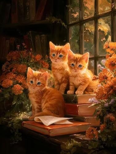 Diamond Painting Erwachsene Katze Braun Diamant Painting Bilder Full Drill, Diamants Strass Kristall Stickerei Leinwand, Daimant Malerei Kinder Bastelset für Geschenk und Als Wanddeko 40x50cm Z-598 von Sepwougg