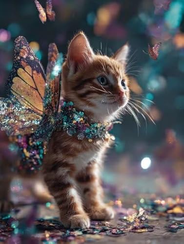 Diamond Painting Erwachsene Katze Fantasie Diamant Painting Bilder Full Drill, Diamants Strass Kristall Stickerei Leinwand, Daimant Malerei Kinder Bastelset für Geschenk und Als Wanddeko 30x40cm Z-565 von Sepwougg