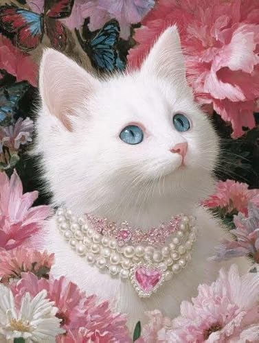 Diamond Painting Erwachsene Katze Perlen Diamant Painting Bilder Full Drill, Diamants Strass Kristall Stickerei Leinwand, Daimant Malerei Kinder Bastelset für Geschenk und Als Wanddeko 90x120cm Z-597 von Sepwougg