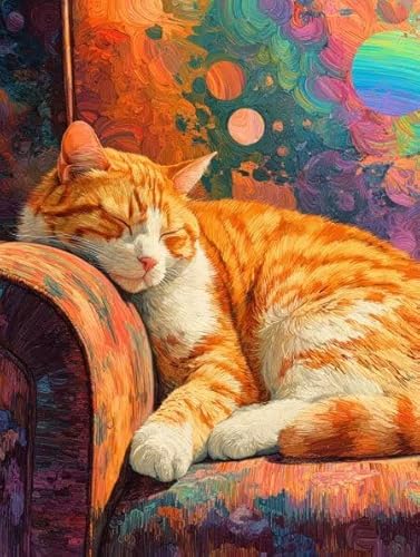 Diamond Painting Erwachsene Katze Sofa Diamant Painting Bilder Full Drill, Diamants Strass Kristall Stickerei Leinwand, Daimant Malerei Kinder Bastelset für Geschenk und Als Wanddeko 30x40cm Z-575 von Sepwougg