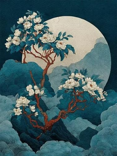 Diamond Painting Erwachsene Mond Blumen Diamant Painting Bilder Full Drill, Diamants Strass Kristall Stickerei Leinwand, Daimant Malerei Kinder Bastelset für Geschenk und Als Wanddeko 40x50cm Z-912 von Sepwougg