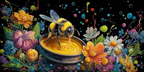 Diamond Painting xxl, Bienen Blumen 5D Diamant Painting Bilder, DIY Kristall Stickerei Erwachsene und Kinder, Mosaikherstellung Art Groß Wohnzimmer Schlafzimmer Dekoration Geschenke 40x70cm D543 von Sepwougg
