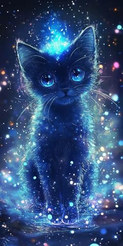 Diamond Painting xxl, Blaue Katze 5D Diamant Painting Bilder, DIY Kristall Stickerei Erwachsene und Kinder, Mosaikherstellung Art Groß Wohnzimmer Schlafzimmer Dekoration Geschenke 90x120cm D421 von Sepwougg