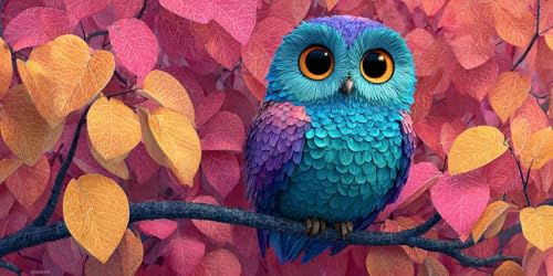 Diamond Painting xxl, Eule Farbe 5D Diamant Painting Bilder, DIY Kristall Stickerei Erwachsene und Kinder, Mosaikherstellung Art Groß Set für Wohnzimmer Schlafzimmer Dekoration Geschenke 20x30cm D492 von Sepwougg