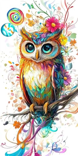 Diamond Painting xxl, Eule Farbe 5D Diamant Painting Bilder, DIY Kristall Stickerei Erwachsene und Kinder, Mosaikherstellung Art Groß Set für Wohnzimmer Schlafzimmer Dekoration Geschenke 40x50cm D493 von Sepwougg