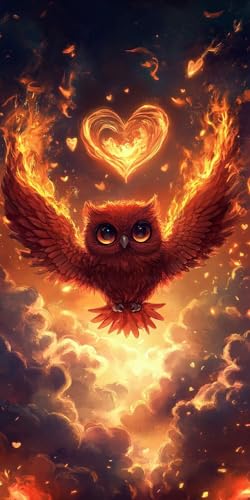 Diamond Painting xxl, Eule Rot 5D Diamant Painting Bilder, DIY Kristall Stickerei Erwachsene und Kinder, Mosaikherstellung Art Groß Set für Wohnzimmer Schlafzimmer Dekoration Geschenke 40x70cm D494 von Sepwougg