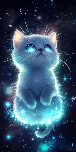 Diamond Painting xxl, Katze Blau 5D Diamant Painting Bilder, DIY Kristall Stickerei Erwachsene und Kinder, Mosaikherstellung Art Groß Set für Wohnzimmer Schlafzimmer Dekoration Geschenke 40x70cm D487 von Sepwougg