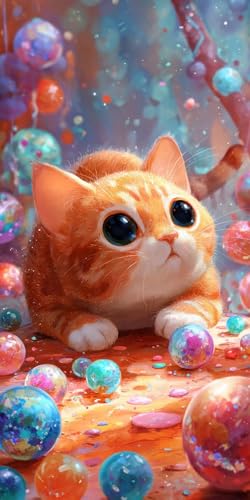 Diamond Painting xxl, Katze Orange 5D Diamant Painting Bilder, DIY Kristall Stickerei Erwachsene und Kinder, Mosaikherstellung Art Groß Wohnzimmer Schlafzimmer Dekoration Geschenke 60x80cm D478 von Sepwougg