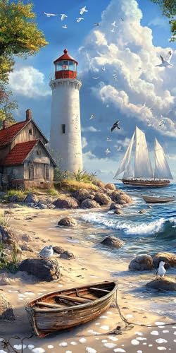 Diamond Painting xxl, Leuchtturm Segelboot 5D Diamant Painting Bilder, DIY Kristall Stickerei Erwachsene und Kinder, Mosaikherstellung Art Groß Wohnzimmer Schlafzimmer Dekoration 80x110cm D163 Diamond Painting xxl, Leuchtturm Segelboot 5D Diamant Painting Bilder, DIY Kristall Stickerei Erwachsene und Kinder, Mosaikherstellung Art Groß Wohnzimmer Schlafzimmer Dekoration 80x110cm D163 von Sepwougg