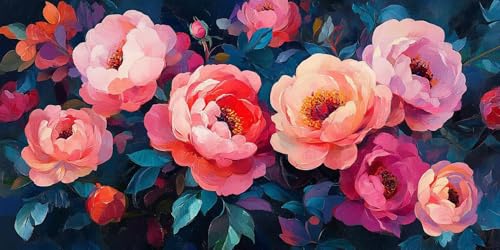 Diamond Painting xxl, Peonien Blumen Rosa 5D Diamant Painting Bilder, DIY Kristall Stickerei Erwachsene und Kinder, Mosaikherstellung Art Groß Wohnzimmer Schlafzimmer Dekoration Geschenke 40x70cm D554 von Sepwougg
