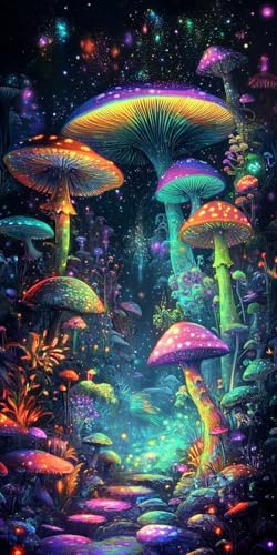 Diamond Painting xxl, Pilz Farbe 5D Diamant Painting Bilder, DIY Kristall Stickerei Erwachsene und Kinder, Mosaikherstellung Art Groß Set für Wohnzimmer Schlafzimmer Dekoration Geschenke 40x50cm D546 von Sepwougg