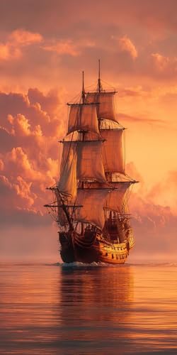 Diamond Painting xxl, Segelboot Sonnenuntergang 5D Diamant Painting Bilder, DIY Kristall Stickerei Erwachsene und Kinder, Mosaikherstellung Art Groß Wohnzimmer Schlafzimmer Dekoration 50x130cm D184 von Sepwougg