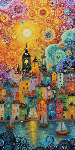 Sepwougg 5D DIY Diamond Painting Kits for Adults, Abstrakte Städte Vollbohrer Diamant Bilder mit Zubehör für Anfänger, Strass Kristall Stickerei Leinwand Kinder Erwachsene Dekorationen 100x150cm C103 von Sepwougg