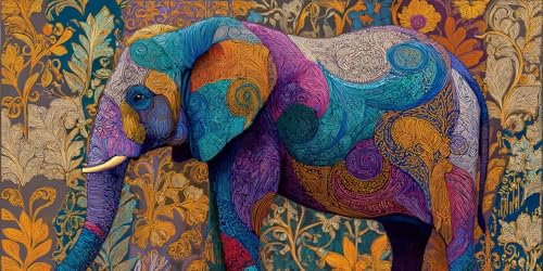 Sepwougg 5D DIY Diamond Painting Kits for Adults, Farbiger Elefant Vollbohrer Diamant Bilder mit Zubehör für Anfänger, Strass Kristall Stickerei Leinwand Kinder Erwachsene Dekorationen 80x110cm C45 Sepwougg 5D DIY Diamond Painting Kits for Adults, Farbiger Elefant Vollbohrer Diamant Bilder mit Zubehör für Anfänger, Strass Kristall Stickerei Leinwand Kinder Erwachsene Dekorationen 80x110cm C45 von Sepwougg