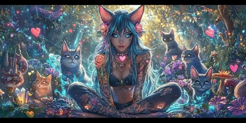 Sepwougg 5D DIY Diamond Painting Kits for Adults, Katze Schönheit Vollbohrer Diamant Bilder mit Zubehör für Anfänger, Strass Kristall Stickerei Leinwand Kinder Erwachsene Dekorationen 40x50cm C489 von Sepwougg