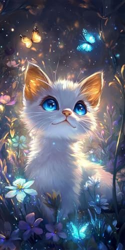 Sepwougg 5D DIY Diamond Painting Kits for Adults, Katze niedlich Vollbohrer Diamant Bilder mit Zubehör für Anfänger, Strass Kristall Stickerei Leinwand Kinder Erwachsene Dekorationen 40x70cm C486 von Sepwougg