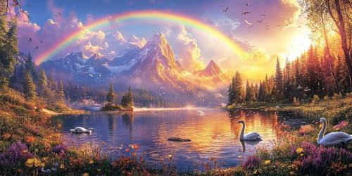 Sepwougg 5D DIY Diamond Painting Kits for Adults, Regenbogen Schwan Vollbohrer Diamant Bilder mit Zubehör für Anfänger, Strass Kristall Stickerei Leinwand Kinder Erwachsene Dekorationen 70x90cm C36 Sepwougg 5D DIY Diamond Painting Kits for Adults, Regenbogen Schwan Vollbohrer Diamant Bilder mit Zubehör für Anfänger, Strass Kristall Stickerei Leinwand Kinder Erwachsene Dekorationen 70x90cm C36 von Sepwougg