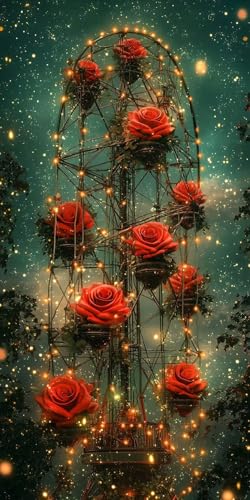 Sepwougg 5D DIY Diamond Painting Kits for Adults, Wolkenkratzer Rose Vollbohrer Diamant Bilder mit Zubehör für Anfänger, Strass Kristall Stickerei Leinwand Kinder Erwachsene Dekorationen 40x70cm C545 von Sepwougg