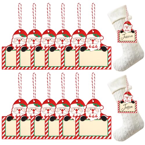 Weihnachtsstrumpf-Etiketten, personalisierbar, Silikon, Namensschilder für Weihnachtsstrümpfe, Etiketten für Geschenke, Weihnachtsbaum, hängende Ornamente, 12 Stück von Sereliy