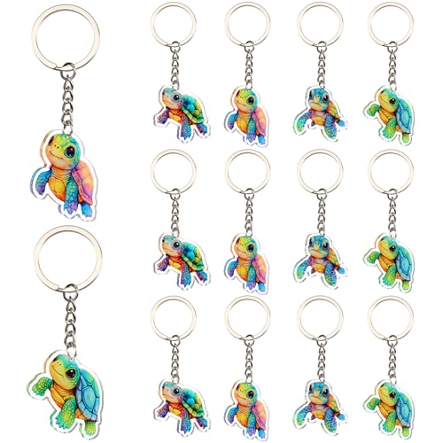 Serencatcher 12 Stück Meeresschildkröten-Schlüsselanhänger, Schildkröten-Partygeschenke, doppelseitig bedruckte Schildkröten, Acryl-Schlüsselanhänger für Ozean, Meerestier-Thema von Serencatcher