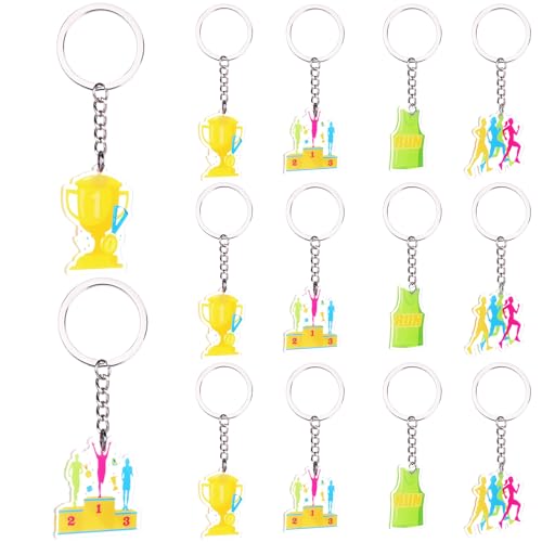 Serencatcher 12 Stück Run-Schlüsselanhänger, doppelseitige Acryl-Schlüsselanhänger für Sport-Motto-Party, Geschenke für Marathonläufer, Rennpartys, Geburtstagsgeschenke (4 Designs, je 3 Stück) von Serencatcher