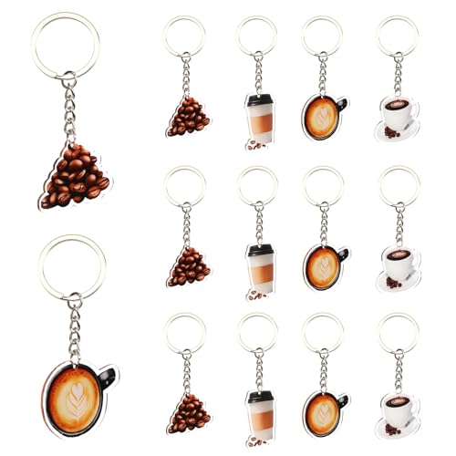 Serencatcher 12-teiliges Kaffee-Schlüsselanhänger-Set, Partyzubehör, doppelseitiger Druck, 4 Designs, Kaffeetasse, Bohnen, Acryl-Schlüsselanhänger für Geburtstag, Brautparty, Babyparty, Dekorationen Serencatcher 12-teiliges Kaffee-Schlüsselanhänger-Set, Partyzubehör, doppelseitiger Druck, 4 Designs, Kaffeetasse, Bohnen, Acryl-Schlüsselanhänger für Geburtstag, Brautparty, Babyparty, Dekorationen von Serencatcher