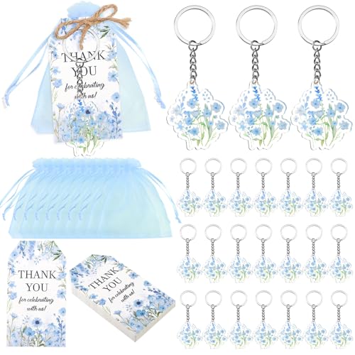 Serencatcher 24 Sets blaue Wildblumen-Partygeschenke, inklusive Wildblumen-Schlüsselanhänger, Dankeschön-Etiketten, Organza-Beutel, Schnur für blaues Baby in Blüte, Babyparty-Gastgeschenke Serencatcher 24 Sets blaue Wildblumen-Partygeschenke, inklusive Wildblumen-Schlüsselanhänger, Dankeschön-Etiketten, Organza-Beutel, Schnur für blaues Baby in Blüte, Babyparty-Gastgeschenke von Serencatcher