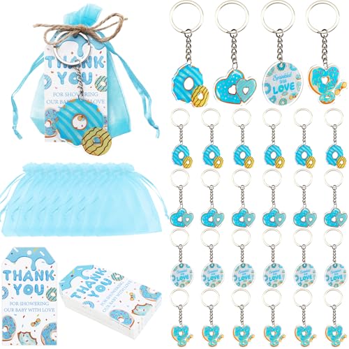 Serencatcher 24 Sets mit Aufschrift "Sprinkled with Love" für Babypartys, Partygeschenke mit blauem Donut-Thema, Dankeschön-Etiketten, Organza-Beutel und Bindfaden, für Jungen, Streuen Serencatcher 24 Sets mit Aufschrift "Sprinkled with Love" für Babypartys, Partygeschenke mit blauem Donut-Thema, Dankeschön-Etiketten, Organza-Beutel und Bindfaden, für Jungen, Streuen von Serencatcher