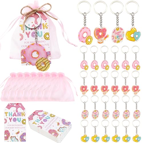 Serencatcher 24 Sets mit Aufschrift "Sprinkled with Love" für Babypartys, Partygeschenke mit rosa Donut-Themen, Dankeschön-Etiketten, Organza-Beutel und Bindfaden, für Baby-Mädchen, Streuen Serencatcher 24 Sets mit Aufschrift "Sprinkled with Love" für Babypartys, Partygeschenke mit rosa Donut-Themen, Dankeschön-Etiketten, Organza-Beutel und Bindfaden, für Baby-Mädchen, Streuen von Serencatcher