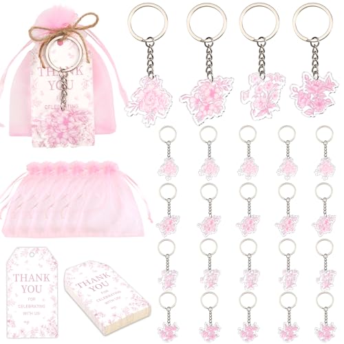 Serencatcher 24 Sets rosa Blumen-Partygeschenke, rosa Chinoiserie Brautparty-Dekorationen, Blumen-Schlüsselanhänger, Dankeschön-Etiketten, Organza-Beutel, Geschenke für Chinoiserie, Hochzeit Serencatcher 24 Sets rosa Blumen-Partygeschenke, rosa Chinoiserie Brautparty-Dekorationen, Blumen-Schlüsselanhänger, Dankeschön-Etiketten, Organza-Beutel, Geschenke für Chinoiserie, Hochzeit von Serencatcher