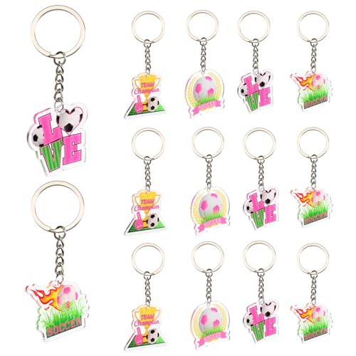 Serencatcher Fußball-Schlüsselanhänger-Set mit 4 einzigartigen Designs, Acryl-Schlüsselanhänger für Fußball, Geburtstag, Babyparty, Sportveranstaltungen, Party-Dekorationen, 12 Stück, Pinker Fußball Serencatcher Fußball-Schlüsselanhänger-Set mit 4 einzigartigen Designs, Acryl-Schlüsselanhänger für Fußball, Geburtstag, Babyparty, Sportveranstaltungen, Party-Dekorationen, 12 Stück, Pinker Fußball von Serencatcher