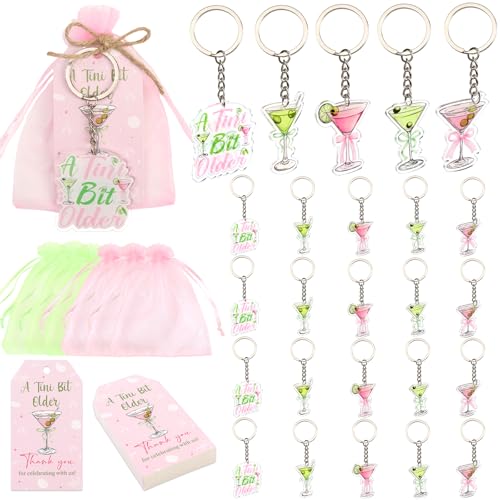 Serencatcher Martini-Partygeschenke, grün-rosa, ein kleines bisschen ältere Martini-Schlüsselanhänger, Dankeschön-Etiketten, Organza-Beutel für Cocktail, Martini-Schleife, Geburtstag Serencatcher Martini-Partygeschenke, grün-rosa, ein kleines bisschen ältere Martini-Schlüsselanhänger, Dankeschön-Etiketten, Organza-Beutel für Cocktail, Martini-Schleife, Geburtstag von Serencatcher