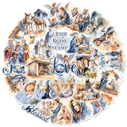 Serencatcher Religiöse Weihnachtsaufkleber für Scrapbooking, 100 Stück, Krippe, Jesus ist der Grund für die Jahreszeit, Freude, christliche Krippenaufkleber, wasserdicht, für Laptop, Flaschen, Serencatcher Religiöse Weihnachtsaufkleber für Scrapbooking, 100 Stück, Krippe, Jesus ist der Grund für die Jahreszeit, Freude, christliche Krippenaufkleber, wasserdicht, für Laptop, Flaschen, von Serencatcher