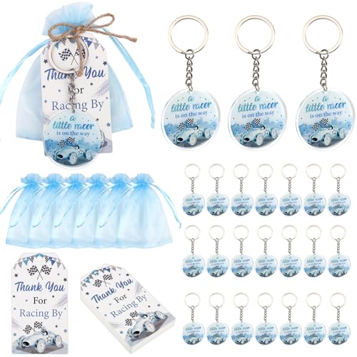 Serencatcher Schlüsselanhänger mit Aufschrift "A Little Racer Is on the Way", mit Schnur und Organza-Beuteln für blaue Rennwagen, Babyparty-Dekorationen, Geschenke Serencatcher Schlüsselanhänger mit Aufschrift "A Little Racer Is on the Way", mit Schnur und Organza-Beuteln für blaue Rennwagen, Babyparty-Dekorationen, Geschenke von Serencatcher