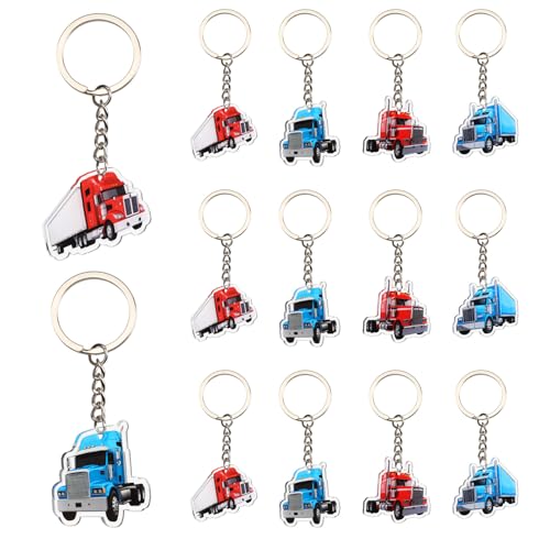 Serencatcher Schwerlastwagen-Schlüsselanhänger, 12 Stück, Halb-LKW-Partygeschenke, Schlüsselanhänger-Set mit doppelseitigem Druck, 4 Designs, Acryl-Schlüsselanhänger für Transport, Geburtstag Serencatcher Schwerlastwagen-Schlüsselanhänger, 12 Stück, Halb-LKW-Partygeschenke, Schlüsselanhänger-Set mit doppelseitigem Druck, 4 Designs, Acryl-Schlüsselanhänger für Transport, Geburtstag von Serencatcher