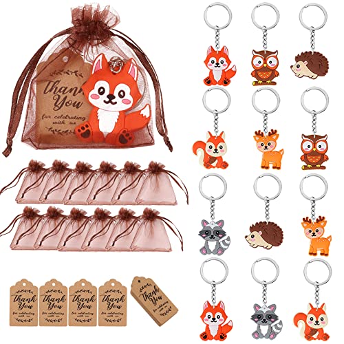 Woodland Animal Party Favors, niedliche Tier-Schlüsselanhänger für Kinder, Kraft-Tags Dankeschön Geschenkanhänger mit String Organza Taschen für Wald-Tier-Themen-Party Woodland Baby-Dusche Woodland Animal Party Favors, niedliche Tier-Schlüsselanhänger für Kinder, Kraft-Tags Dankeschön Geschenkanhänger mit String Organza Taschen für Wald-Tier-Themen-Party Woodland Baby-Dusche von Serencatcher