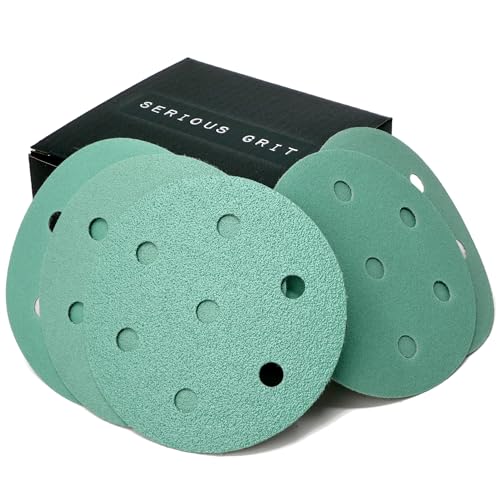Serious Grit 3,5" (90 mm) 7-Loch-Scheibensortiment Körnung 80, 120, 150, 180, 220 (je 10 Stück) Passend für Festool Rotex RO 90 Heavy Duty Klettscheiben50er-Packung mit gemischter Körnung von Serious Grit
